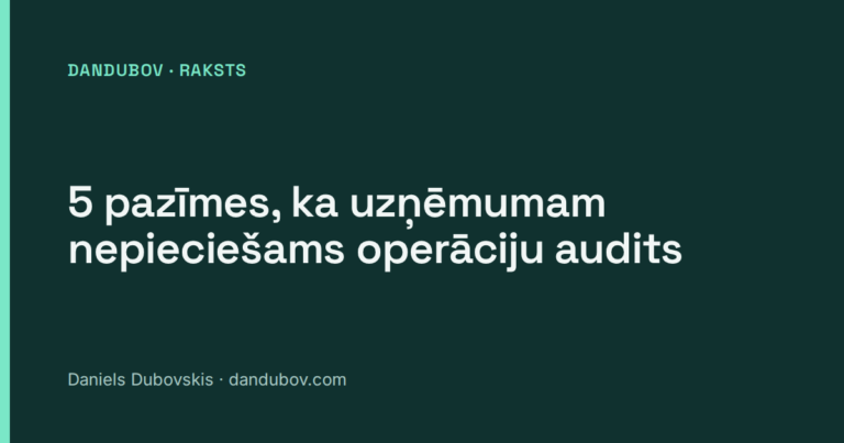 5 pazīmes, ka uzņēmumam nepieciešams operāciju audits
