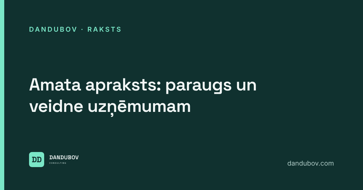 Amata apraksts: paraugs un veidne uzņēmumam