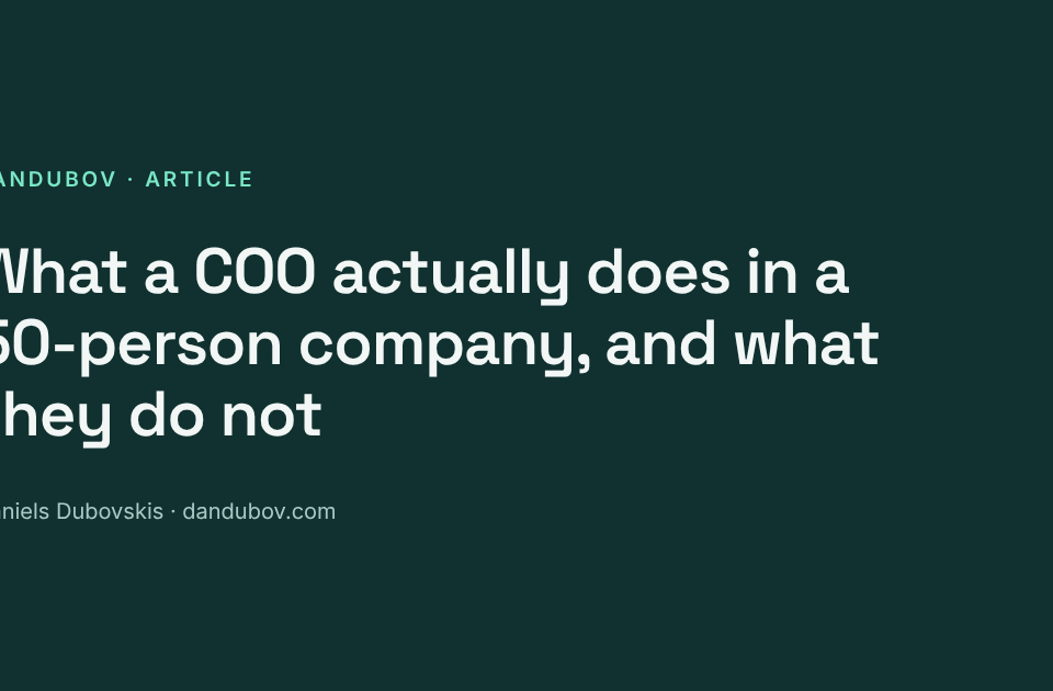 What a COO actually does in a 50-person company, and what they do not